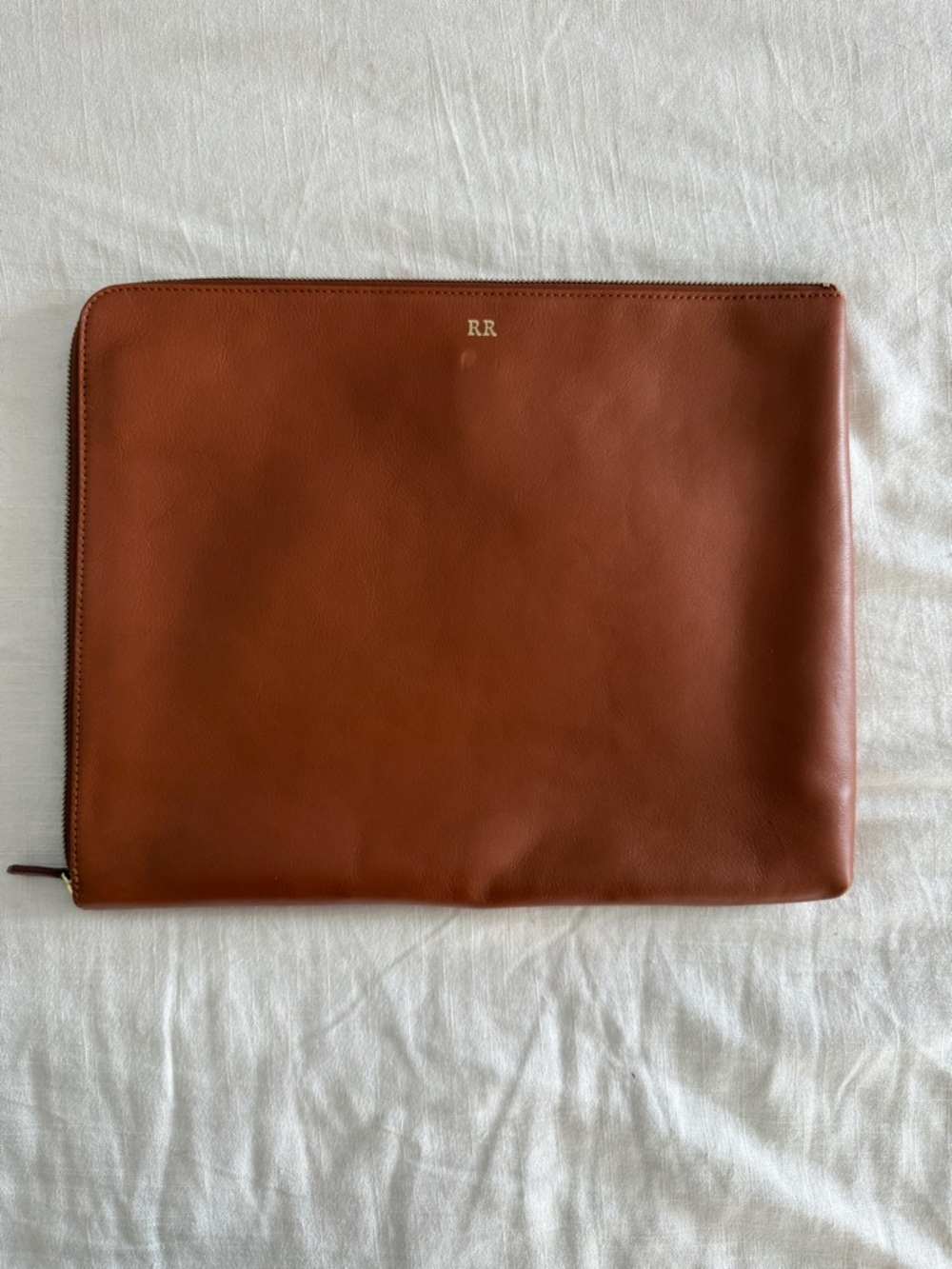 Mark & Graham Chestnut Leather Zip Laptop Sleeve